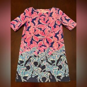 Lilly Pulitzer Pink and Blue Floral Zebra Kids Dress